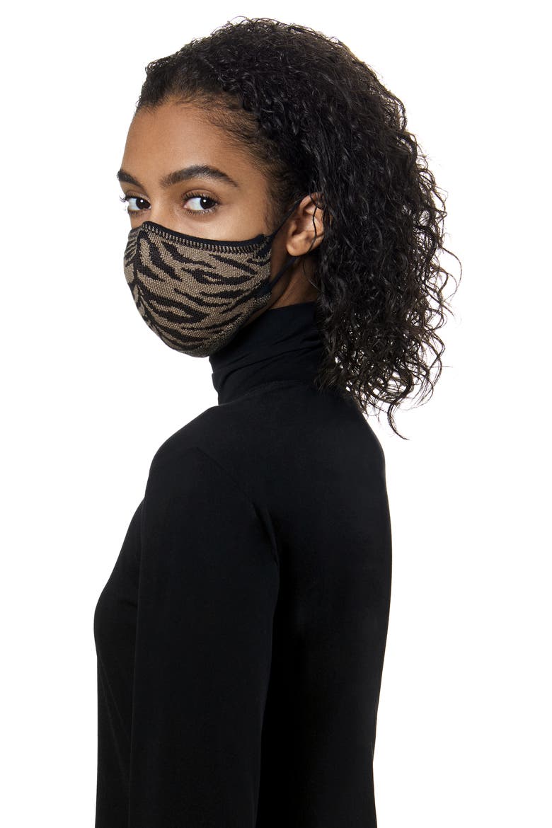 Diamond Pattern Piqué Knit Adult Face Mask, Alternate, color, BEIGE