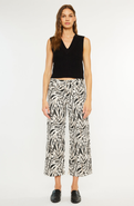 KanCan Alonso Mid Rise Printed Cropped Wide Leg Jeans