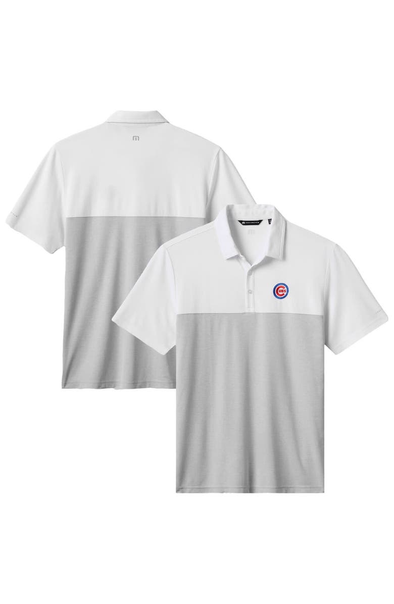 TravisMathew Men's TravisMathew White/Gray Chicago Cubs Home Run Leader Tri-Blend Polo, Main, color, White
