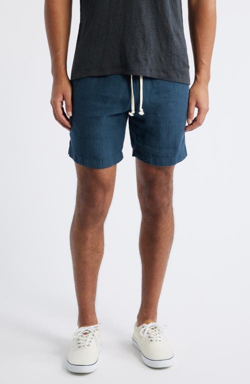 Alex Crane Bo Linen Drawstring Shorts In Overdye Dusk
