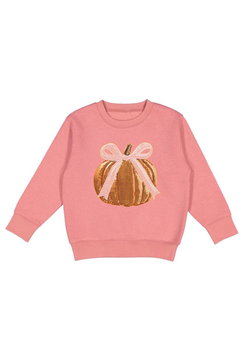 Pumpkin Sequin Patch Sweatshirt, Main, color, Dusty Rose