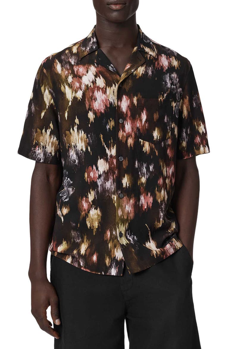 Wildflower Camp Shirt, Main, color, BLACK