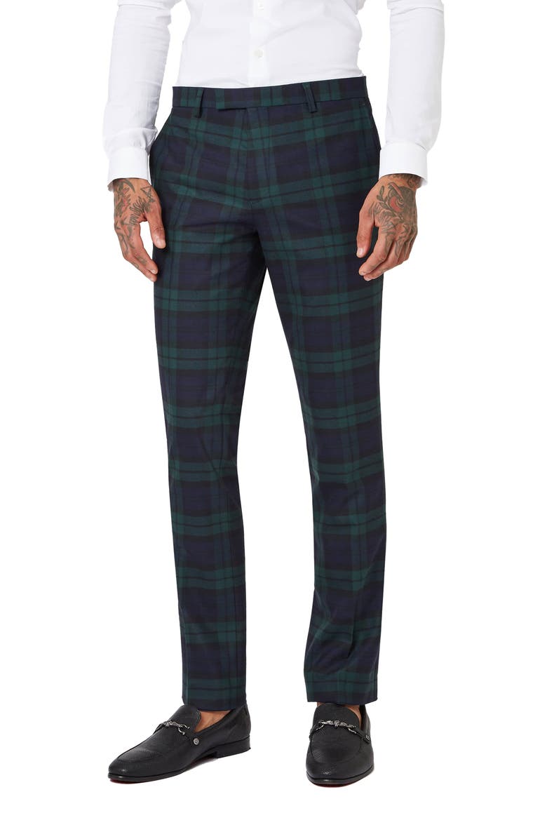 Twisted Tailor Ginger Skinny Fit Tartan Stretch Wool Pants, Main, color, 