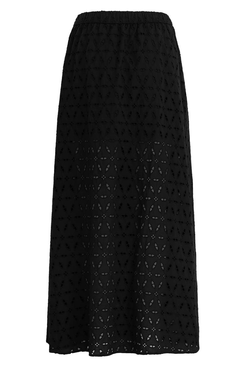 The Pretty Please Eyelet Embroidered Cotton Maxi Skirt, Alternate, color, BLACK