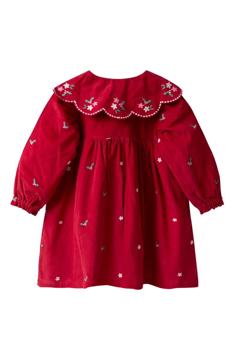 JOJO MAMAN BEBE Kids' Holiday Embroidered Long Sleeve Peter Pan Collar Dress, Alternate, color,