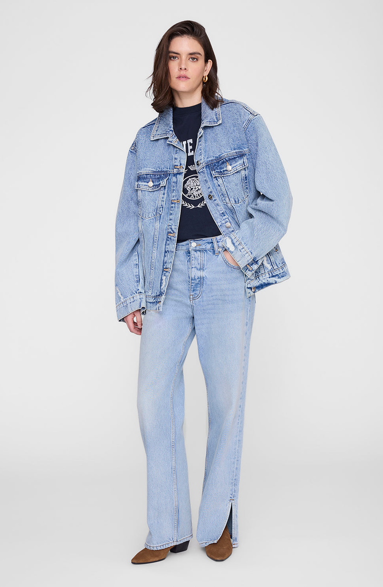 ANINE BING Jaylin Collegiate Tee, Alternate, color, Navy