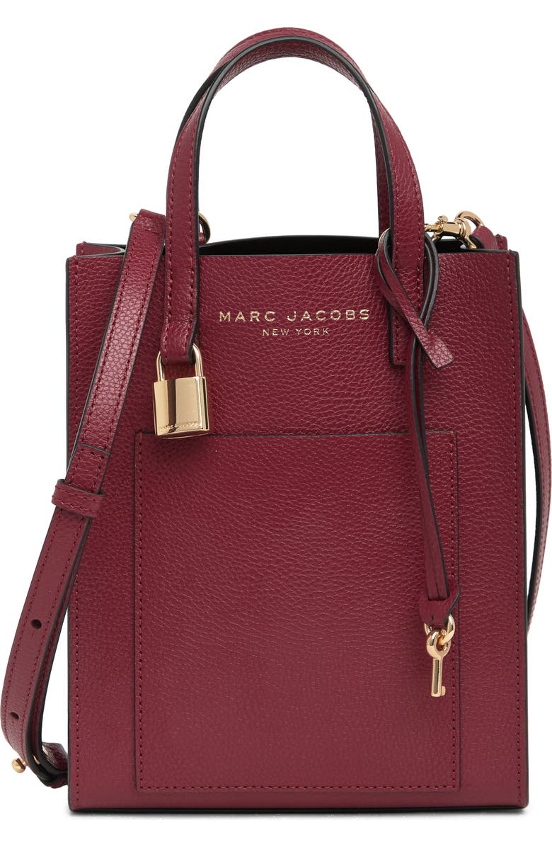 Marc Jacobs Micro Leather Tote, Main, color, Pomegranate