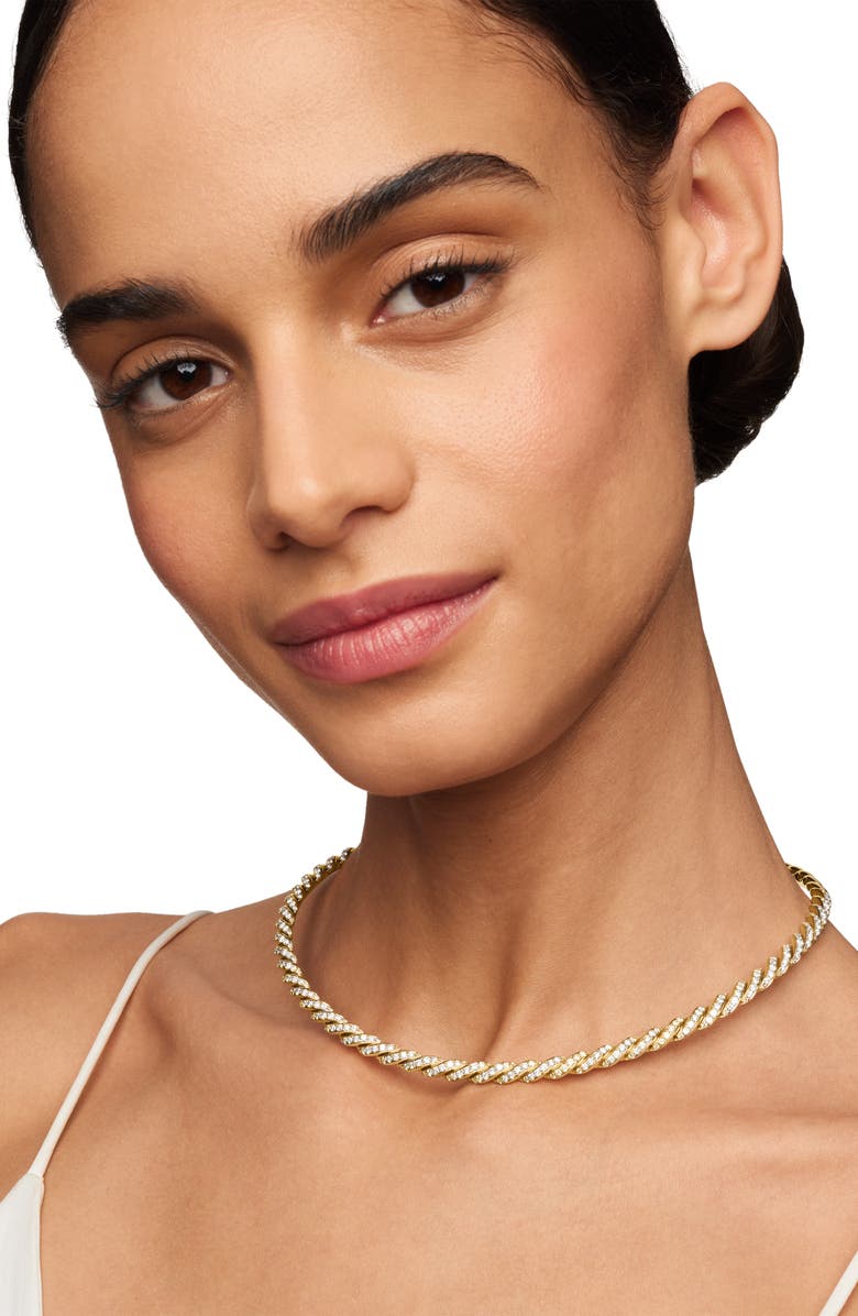 David Yurman Pavé Flexible 18K Gold Necklace with Diamonds, Alternate, color, Yellow Gold/ Diamond