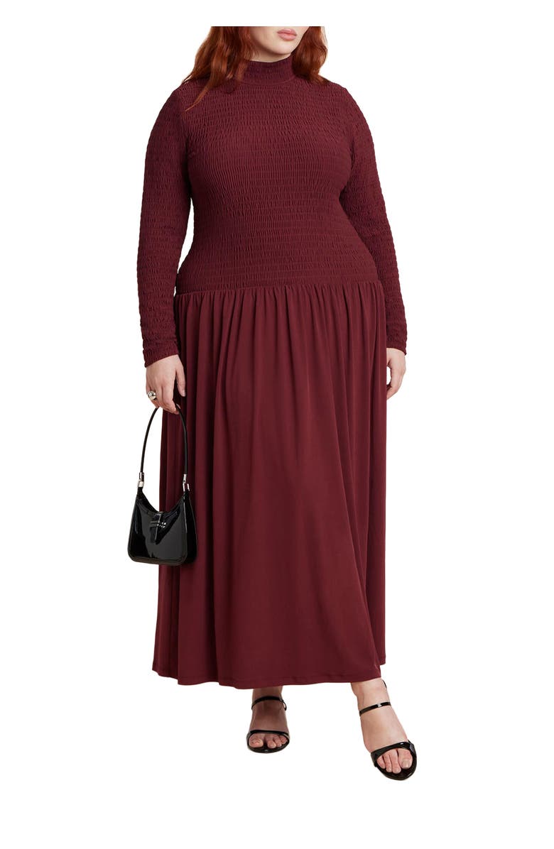 ELOQUII Smocked Midi Dress, Main, color, 