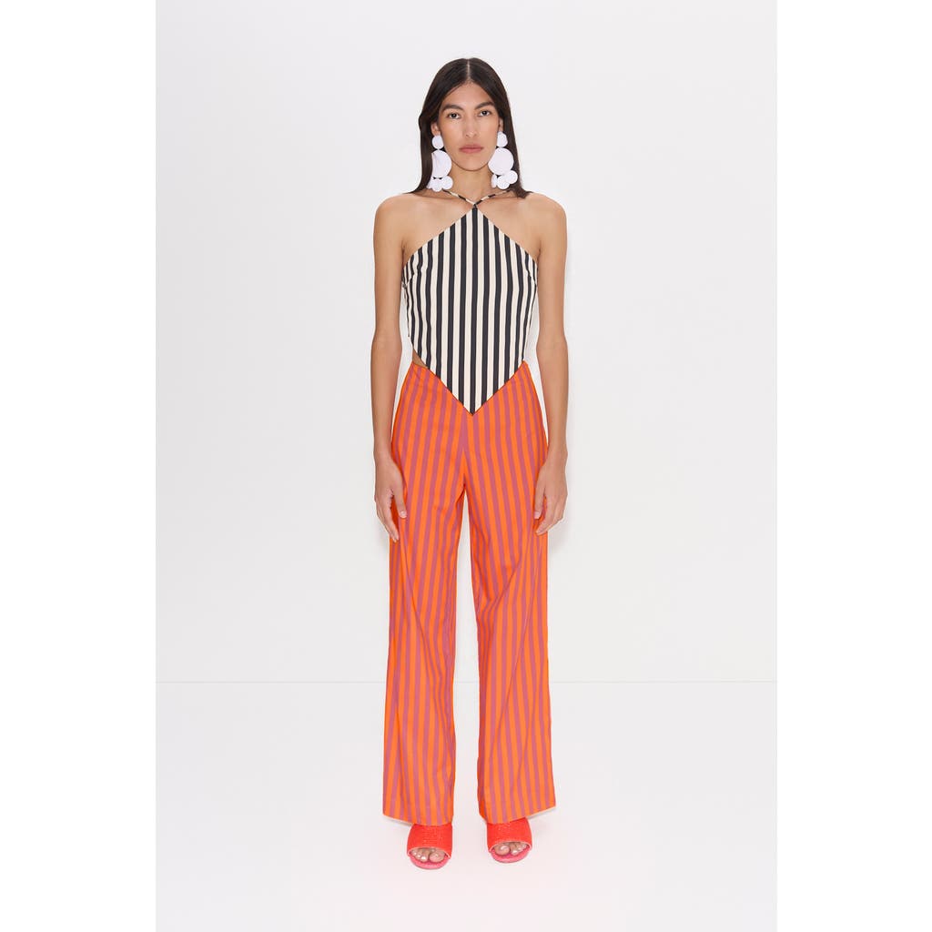 Simonmiller Pia Poplin Pant In Hibiscus/tangerine Stripe