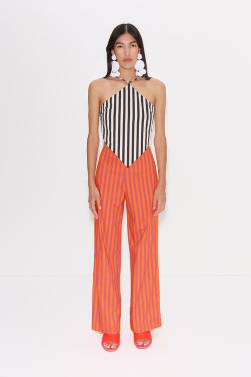 Simonmiller Kit Poplin Tie Top Black/macadamia Micro Stripe In Black/white Stripe