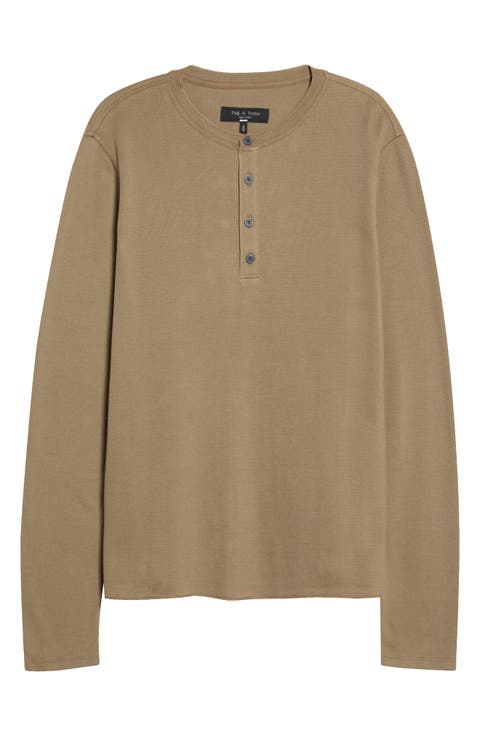 Textured Knit Long Sleeve Henley