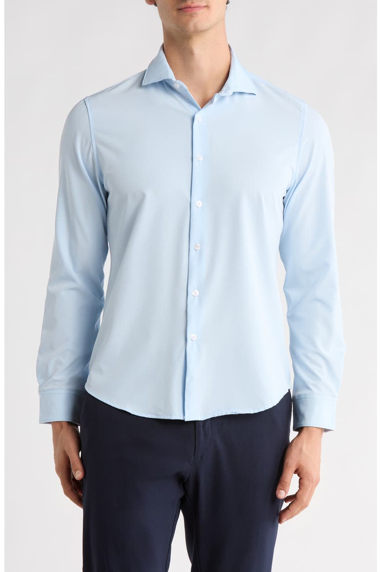 Powder Blue Performance Button-Up Shirt, Main, color, POWDER BLUE