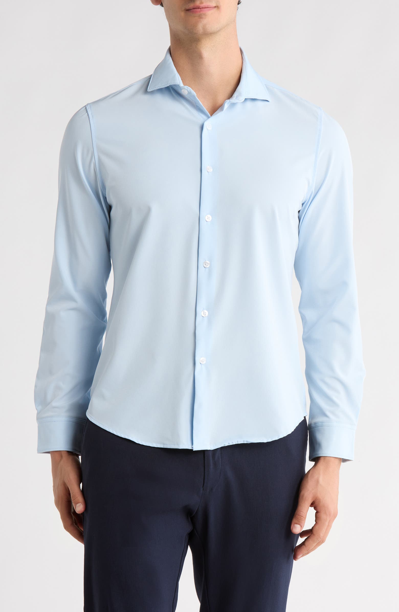 DENIM AND FLOWER Powder Blue Performance Button-Up Shirt | Nordstromrack