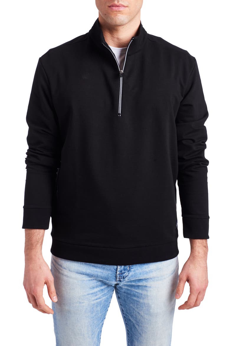 Mario Quarter Zip Sweatshirt, Main, color, BLACK