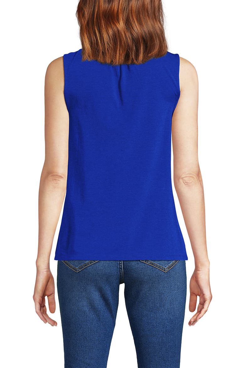 Lightweight Jersey Button Front Lace Trim Tank, Alternate, color, Vibrant Lapis