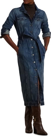 knee length dresses for ladies Ralph Lauren Girls Smocked Indigo Chambray Dress  NorthGirls