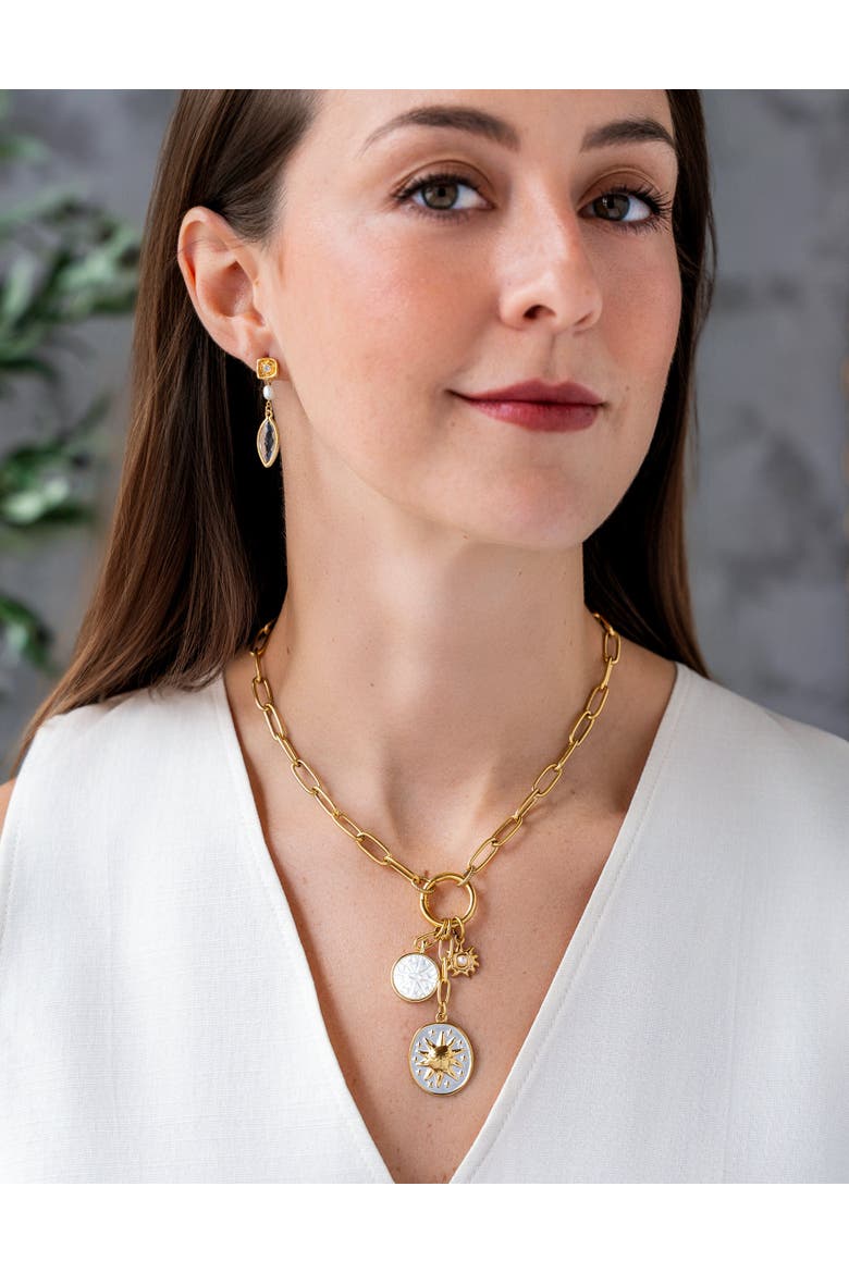 Celestial Charm Cluster Necklace, Alternate, color, Gold