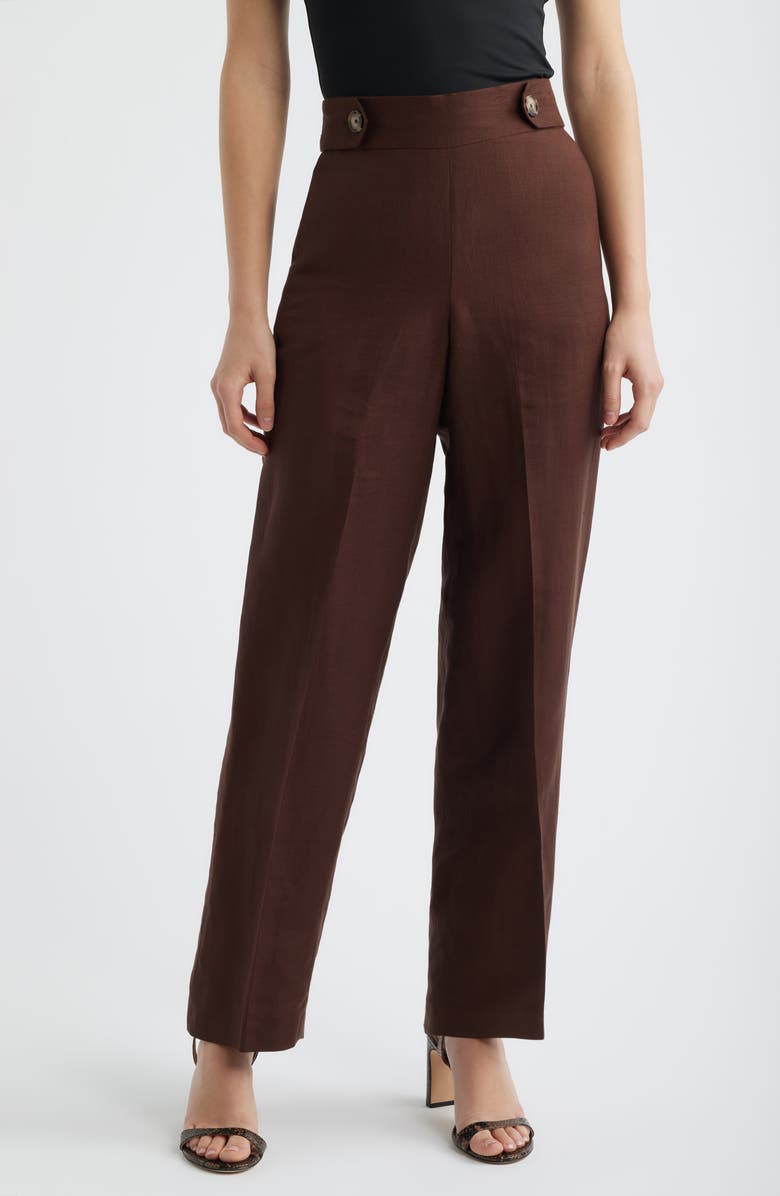 Anne Klein Pull-On Crop Wide Leg Pants, Main, color, Dark Chocolate
