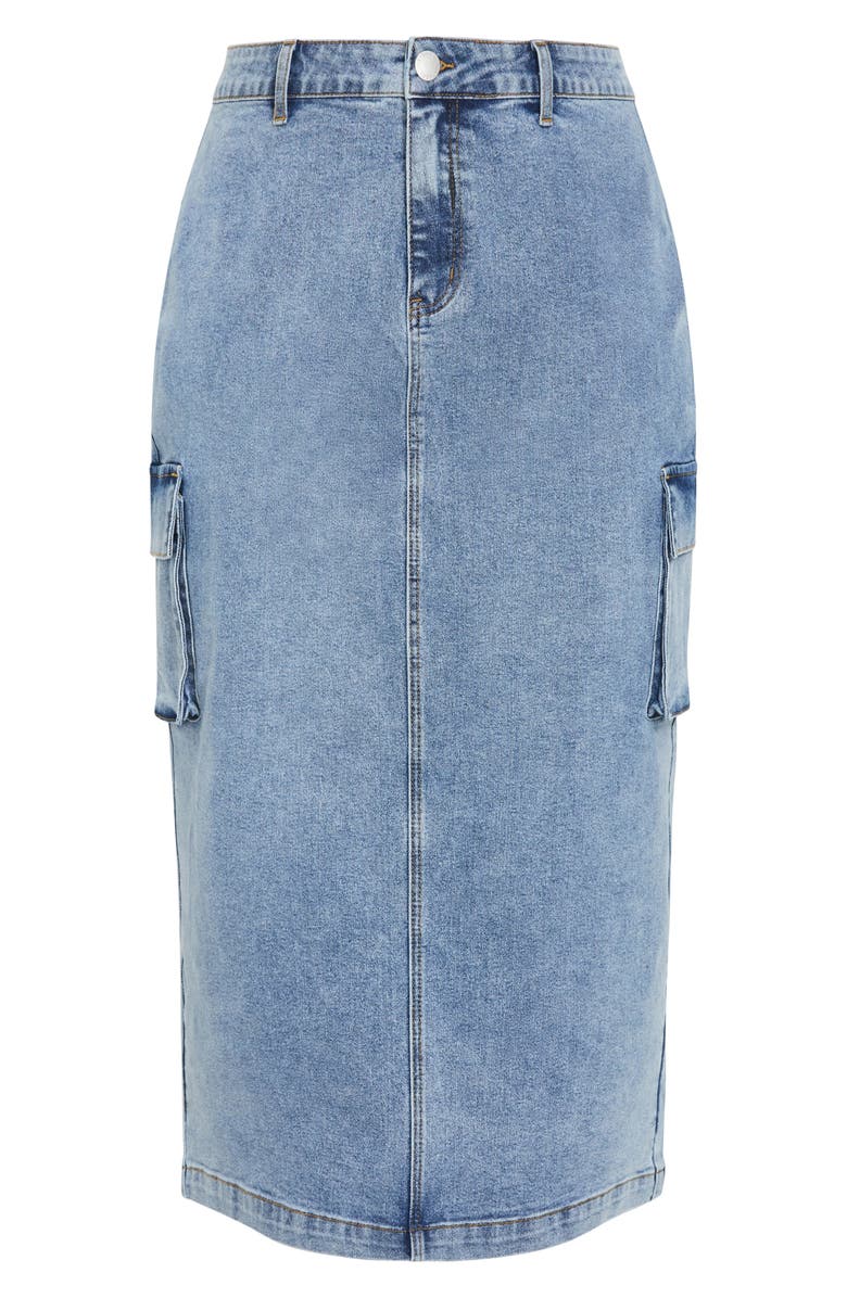 City Chic Raya Denim Midi Cargo Skirt, Alternate, color, 