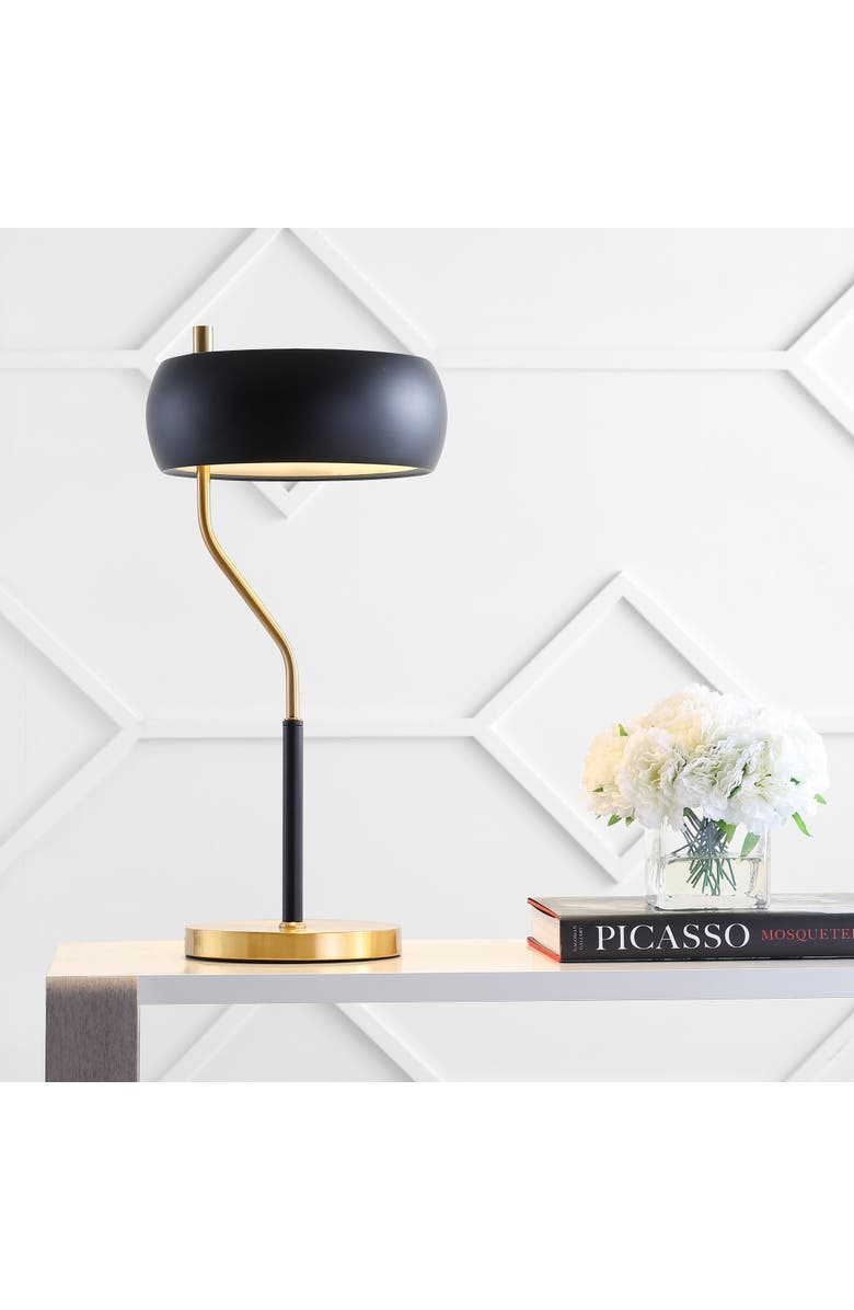 JONATHAN Y Oskar 22.5" Moody Metal LED Desk Lamp, Black/Brass Gold, Alternate, color, Black/Brass Gold