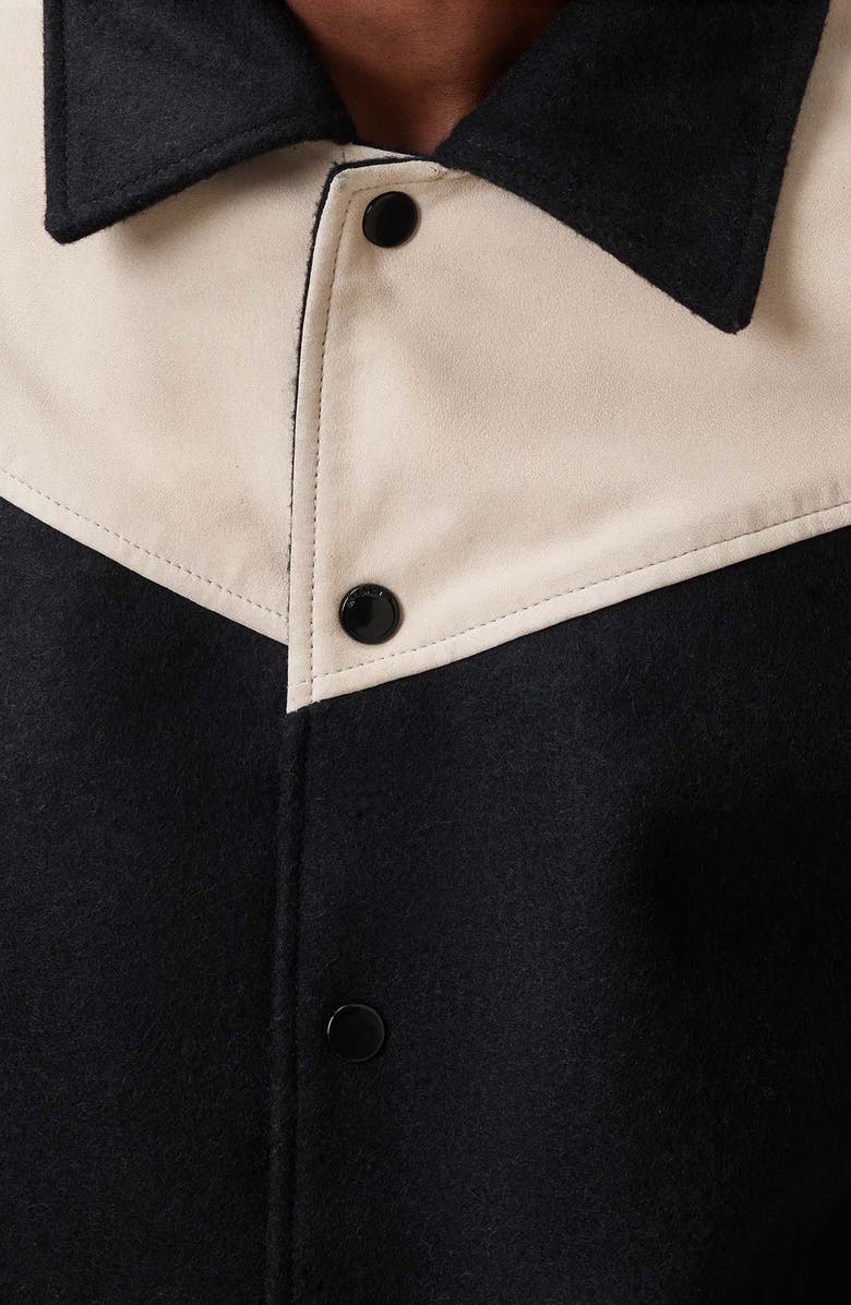 AllSaints Endleton Contrast Bomber Jacket, Alternate, color, Black/ Ecru White