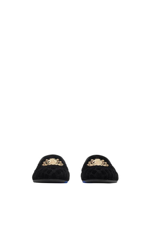 Burberry Quilted Velvet Estate Slippers In Black