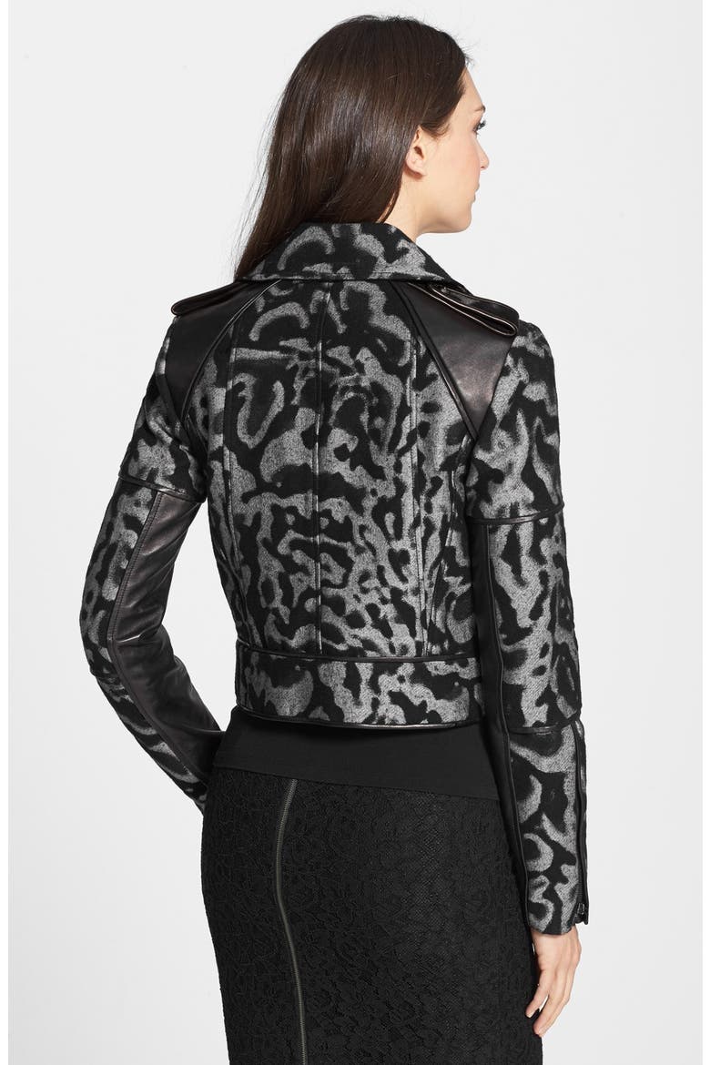 'Theodora Leo' Leather Accent Jacket, Alternate, color, GREY/BLACK