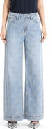 Bayeas Embellished Textured Plaid High Waist Wide Leg Jeans