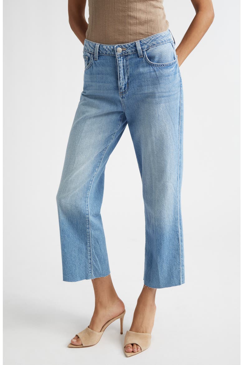 Wanda High Waist Raw Hem Crop Wide Leg Jeans, Main, color, ANAHEIM