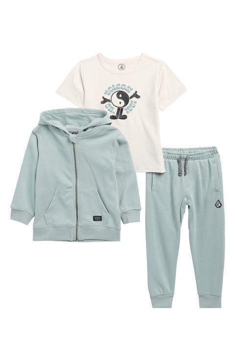 Kids' Graphic T-Shirt, Acid Washed French Terry Hoodie & Joggers Set (Toddler)