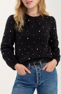 Liverpool Los Angeles Puff Sleeve Pearl Embellished Sweater