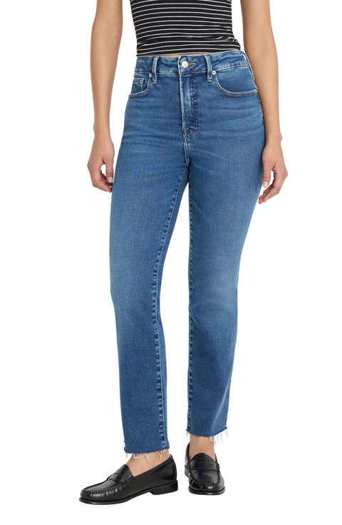 Soft-Tech Good Straight Raw Hem Ankle Straight Leg Jeans (Regular & Plus)