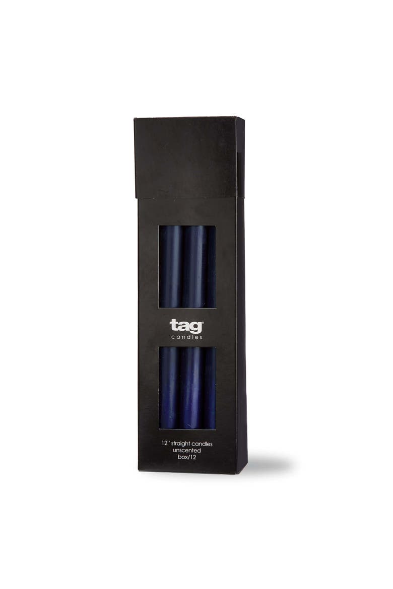 Color Studio 12" Navy Blue Straight Candles - Set of 12, Main, color, Blue