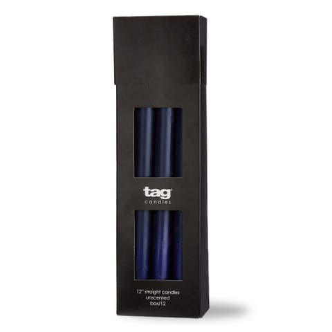Color Studio 12" Navy Blue Straight Candles - Set of 12