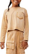 Hayden Girls Kids' Washed Pocket Cotton Long Sleeve T-Shirt