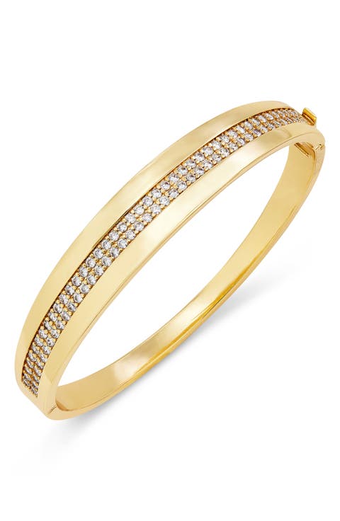Modern Pavé Wide Hinged Cuff Bracelet