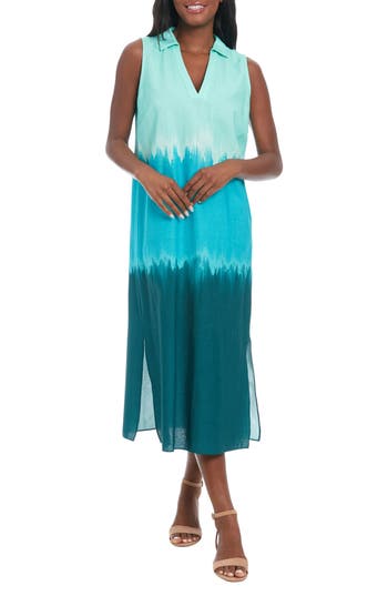 London Times Collared Sleeveless Shift Dress