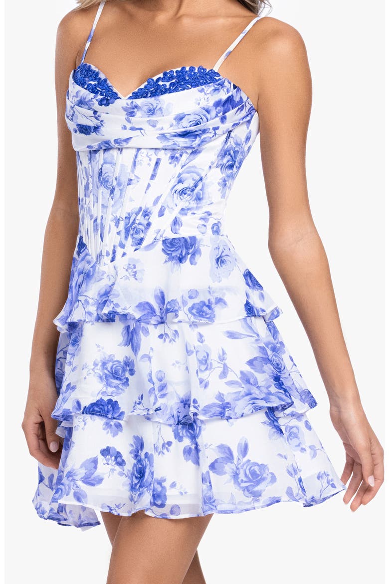 Lace Back Sleeveless Minidress, Alternate, color, BLUE/ WHITE