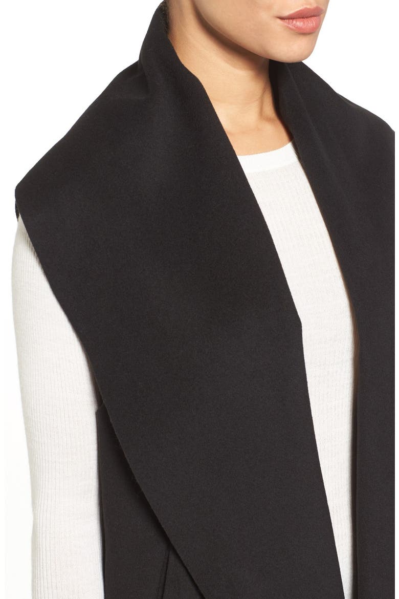 'Waterfall' Drape Front Vest, Alternate, color, BLACK