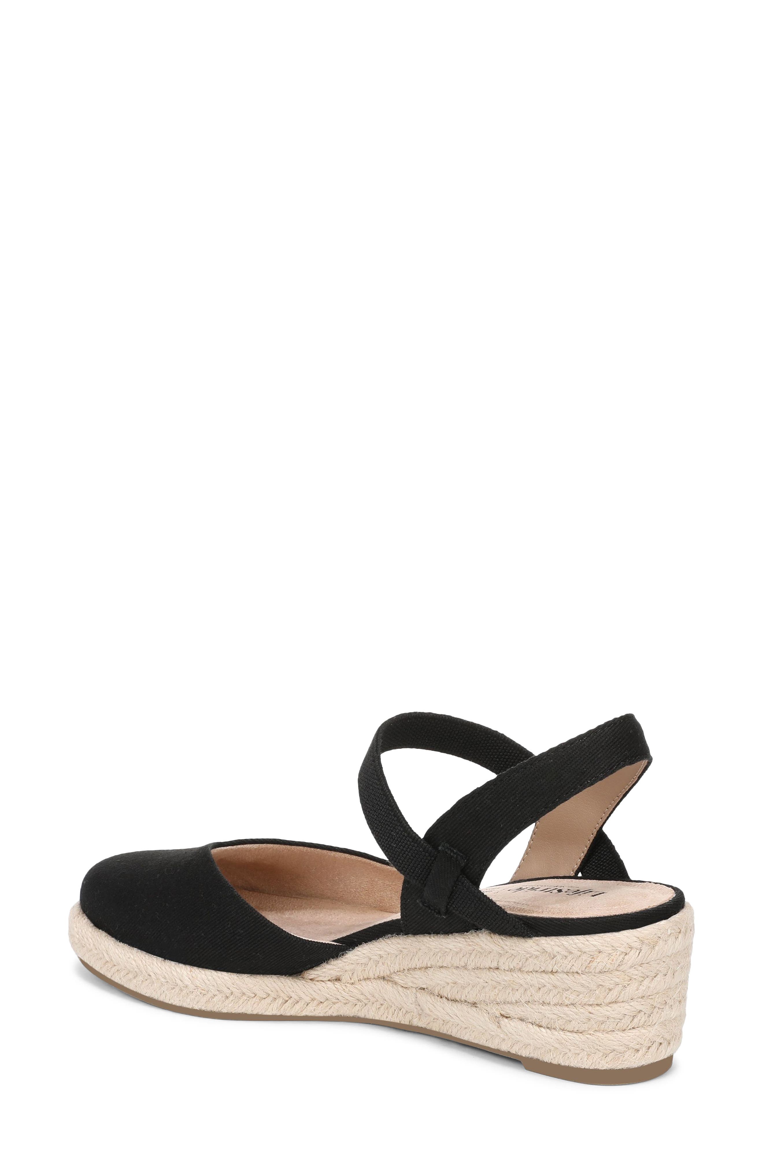 LifeStride Pilar Slingback Espadrille Platform Wedge Sandal, Alternate, color, Black