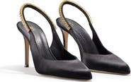 Temperley London Raven Satin Slingbacks