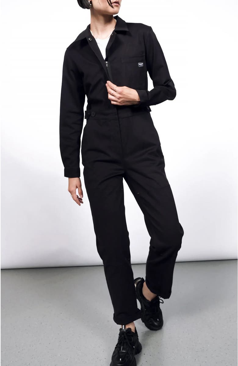 WILDFANG The Essential Long Sleeve High Waisted Coverall, Main, color, Black