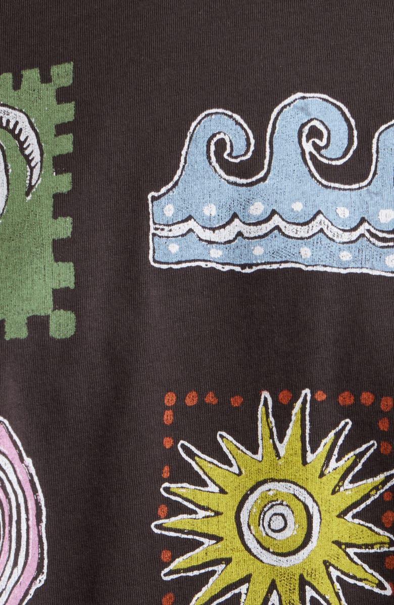 Daydreamer Seaside Doodle Grid Cropped Graphic Tee, Alternate, color, Reactive Black