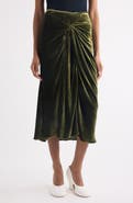 Dries Van Noten Smila Twist Front Velvet Midi Skirt