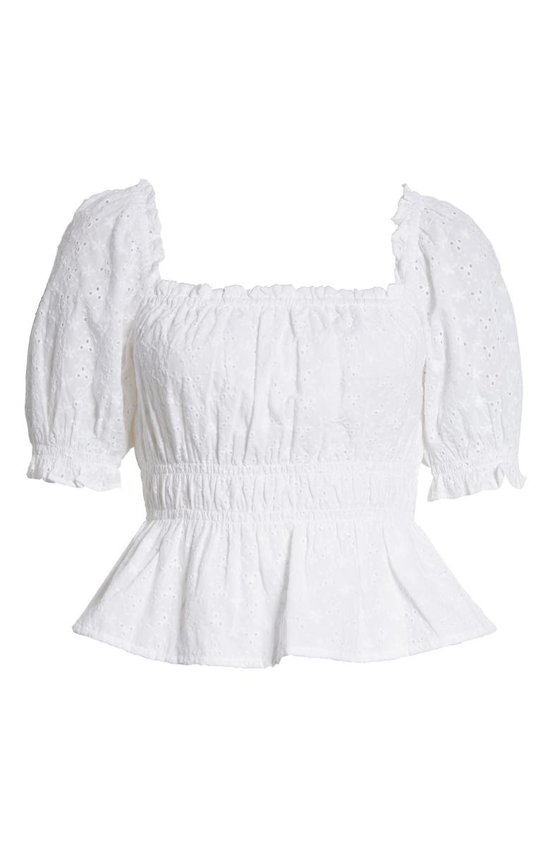 1.STATE Eyelet Peplum Cotton Top, Alternate, color, 