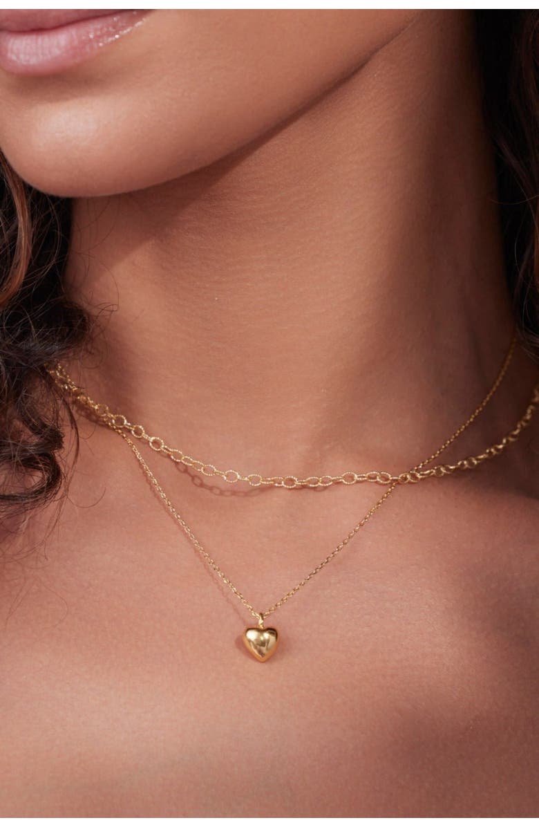 Bearfruit Jewelry 14k Gold Plated Puffed Heart Necklace Holiday Gift Idea, Alternate, color, Gold