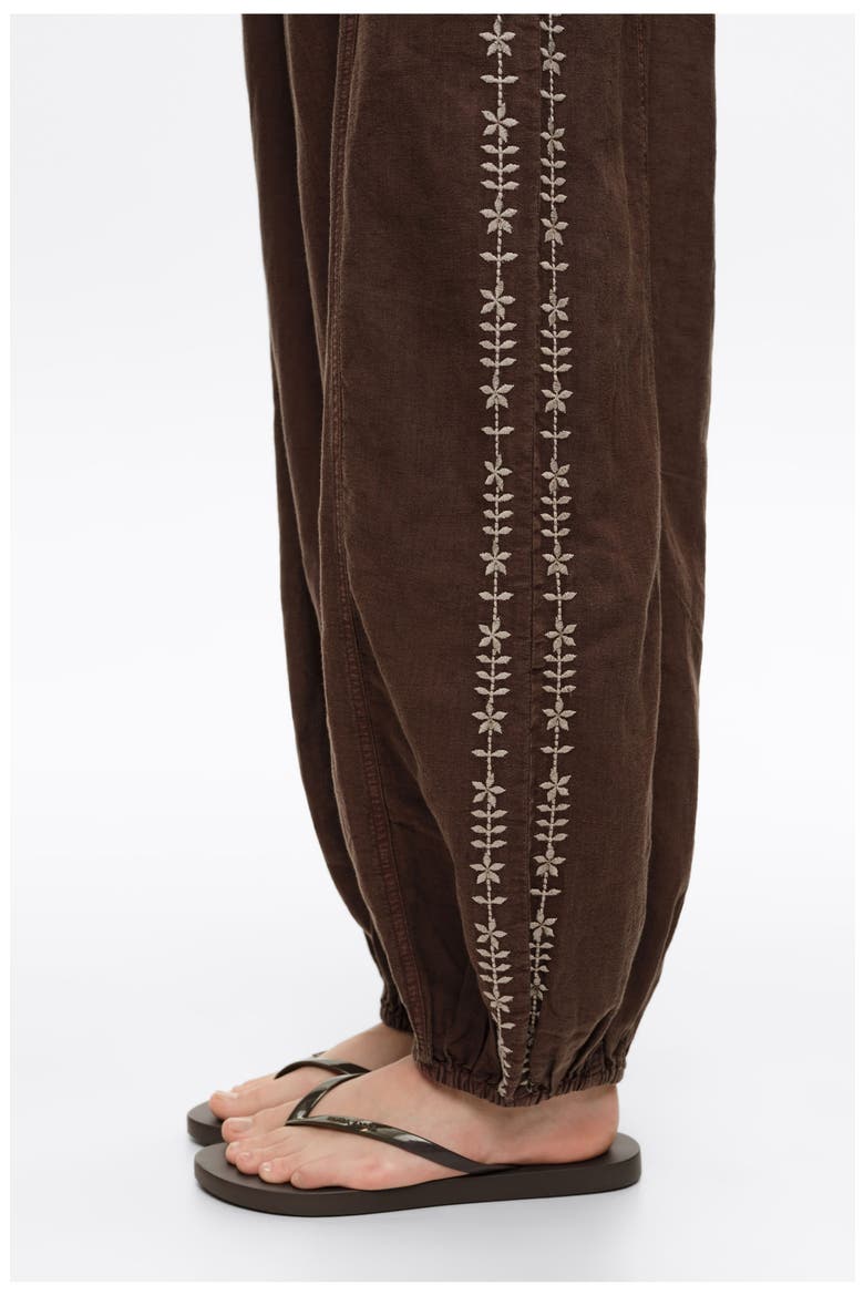 Embroidered harem trousers, Alternate, color, BROWN