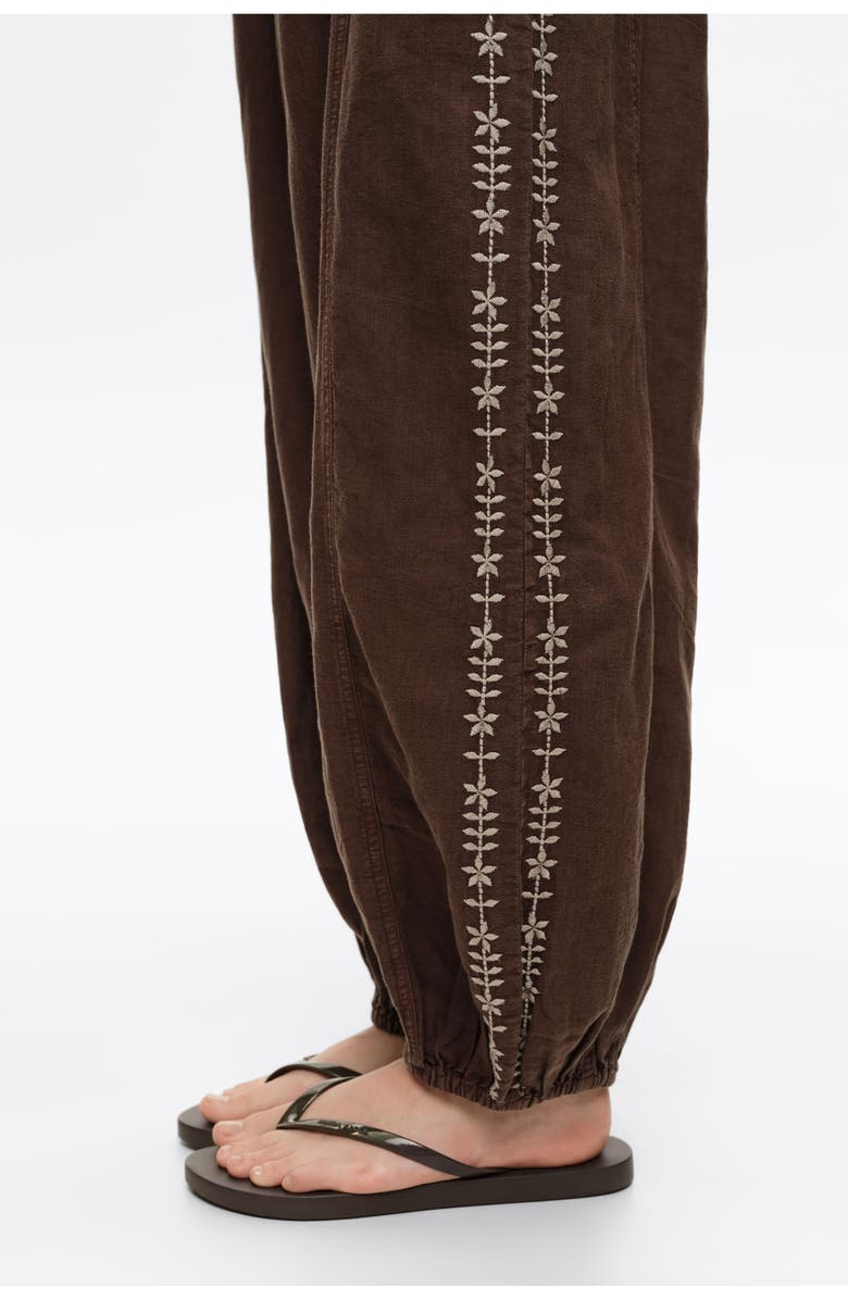 Bimba y Lola Embroidered harem trousers, Alternate, color, Brown