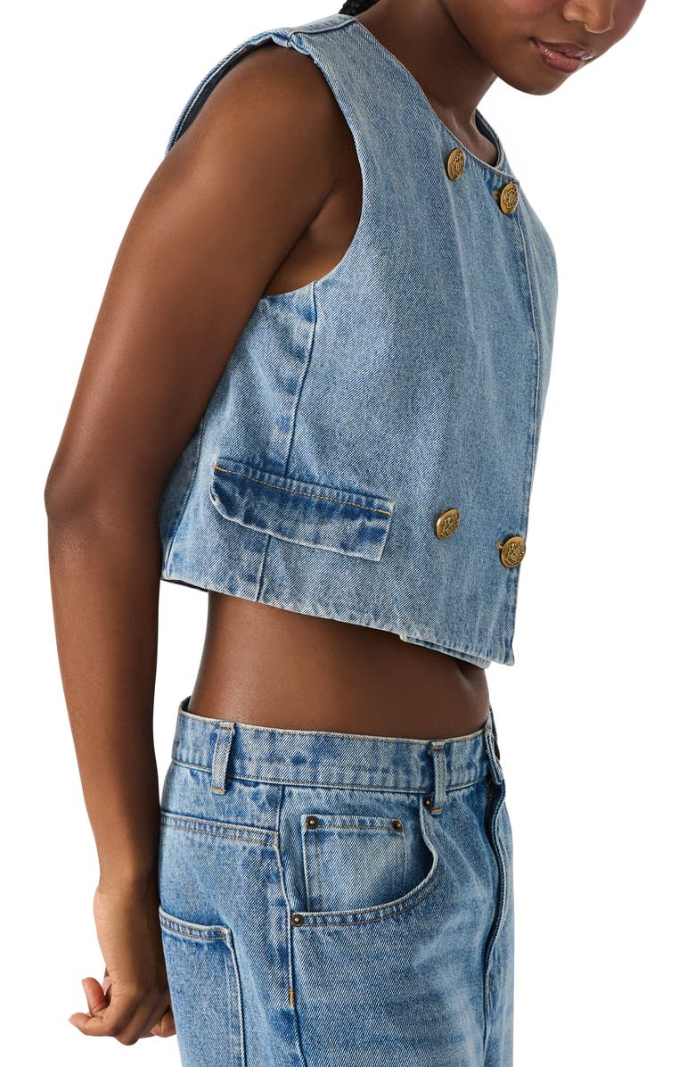 Steve Madden Brea Denim Vest, Alternate, color, Forever Blue
